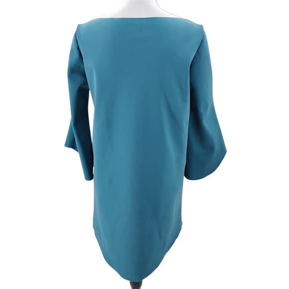 M2057 Maria Pinto Tunic Mini Dress Teal Blue Green Bell Flare Sleeves Size XS - Picture 4 of 6